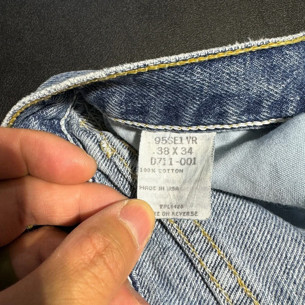 Wrangler Jeans Mens 38x34 (34x31) Blue Vintage Made in USA Straight Leg Denim